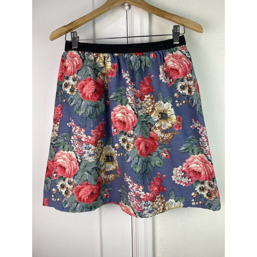 Cath Kidston London Women's S Blue Floral Elastic Waist Pull-On Skirt